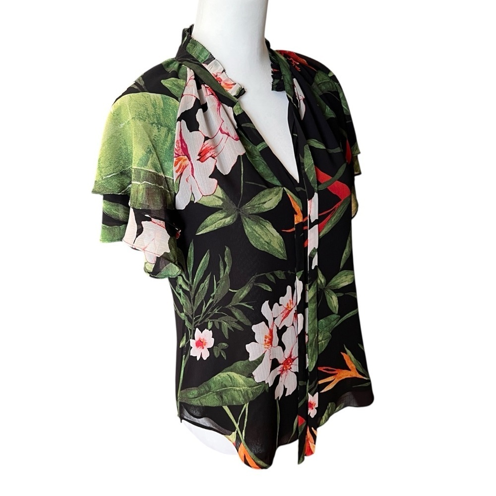 Ralph Lauren tropical Floral Black Blouse SZ S - Picture 2 of 6